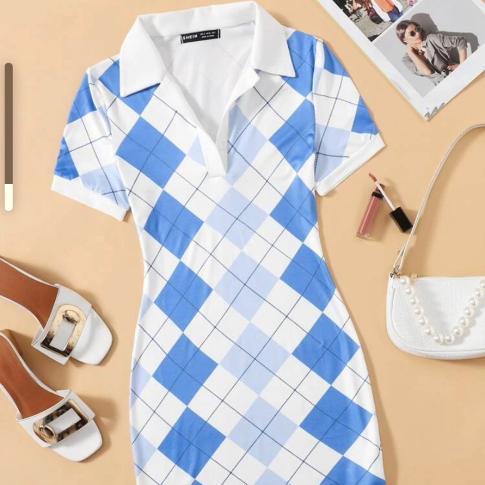 argyle print bodycon dress